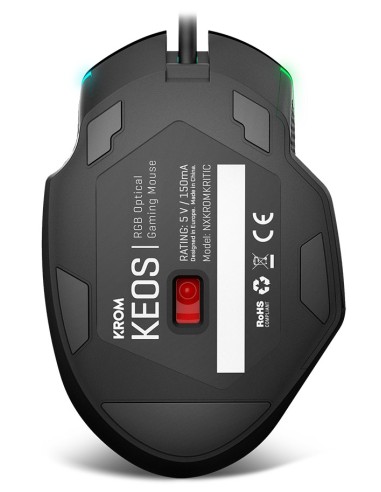 Krom Keos ratón Juego mano derecha USB tipo A Óptico 6400 DPI