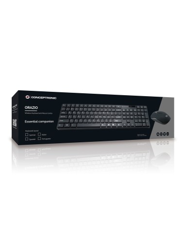 Conceptronic ORAZIO01DE teclado Ratón incluido Hogar RF inalámbrico QWERTZ Alemán Negro