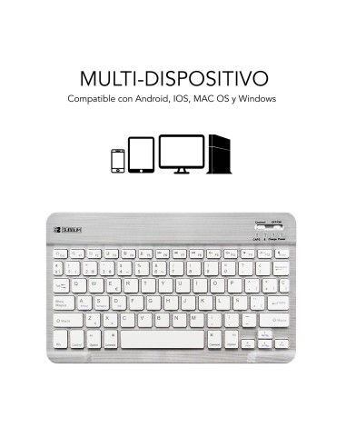 SUBBLIM Teclado Bluetooth Smart BT Keyboard Silver