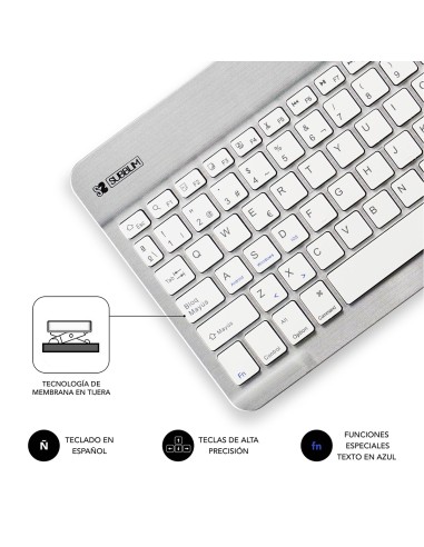 SUBBLIM Teclado Bluetooth Smart BT Keyboard Silver