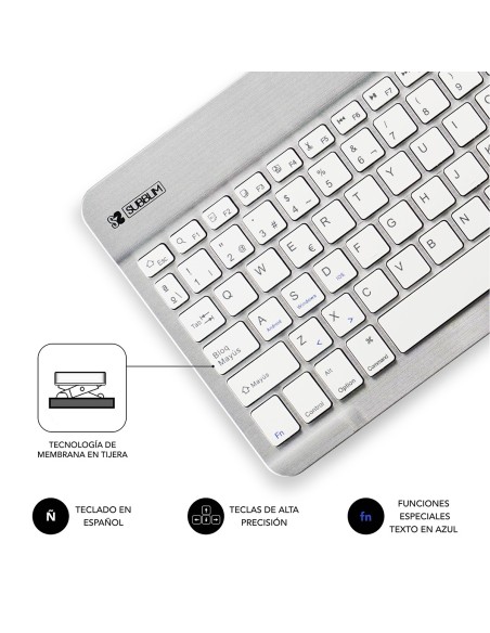 SUBBLIM Teclado Bluetooth Smart BT Keyboard Silver