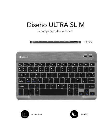 SUBBLIM Teclado Bluetooth Smart BT Keyboard Grey
