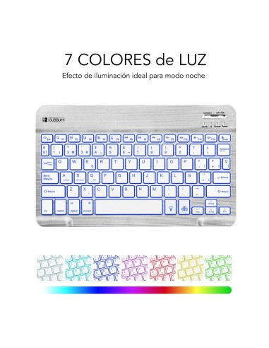 SUBBLIM Teclado Retroiluminado Bluetooth Smart Backlit BT Keyboard Silver