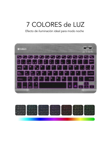 SUBBLIM Teclado Retroiluminado Bluetooth Smart Backlit BT Keyboard Grey
