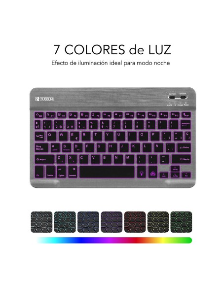 SUBBLIM Teclado Retroiluminado Bluetooth Smart Backlit BT Keyboard Grey