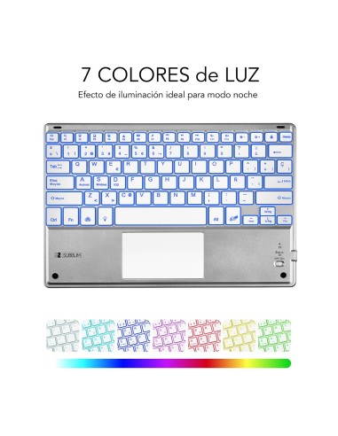 SUBBLIM Teclado Bluetooth Smart Backlit BT Keyboard Touchpad Silver