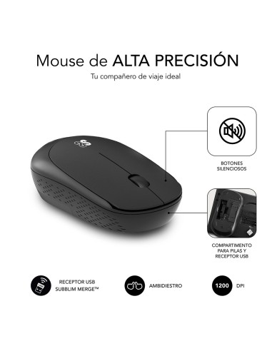 SUBBLIM Teclado Ergonómico y ratón Combo Business Slim Silencioso Inalámbrico 2.4G