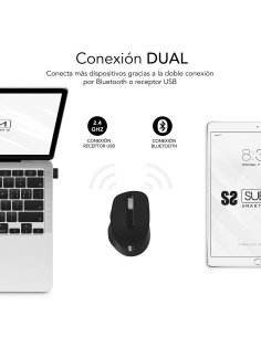 SUBBLIM Ratón CURVE ERGO DUAL MOUSE BATTERY BLACK 2