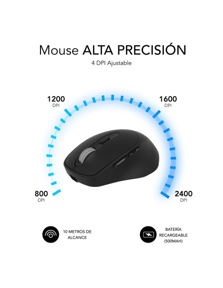 SUBBLIM Ratón CURVE ERGO DUAL MOUSE BATTERY BLACK