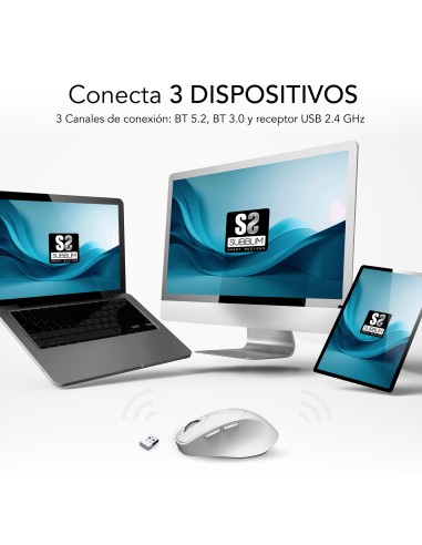 SUBBLIM Ratón CURVE ERGO DUAL MOUSE BATTERY BLACK