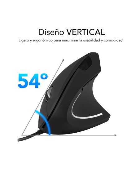SUBBLIM Ratón GLIDE VERTICAL ERGO WIRED MOUSE BLACK