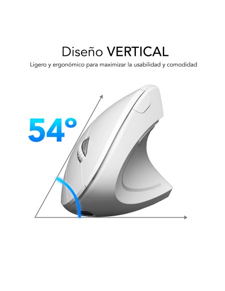 SUBBLIM Ratón GLIDE VERTICAL ERGO DUAL MOUSE BATTERY WHITE
