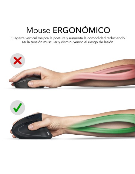 SUBBLIM Ratón GLIDE VERTICAL ERGO DUAL MOUSE BATTERY WHITE