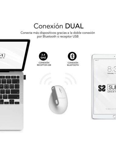 SUBBLIM SUBMO-EDNVW02 ratón Universal mano derecha Bluetooth + USB Type-C Óptico 4000 DPI