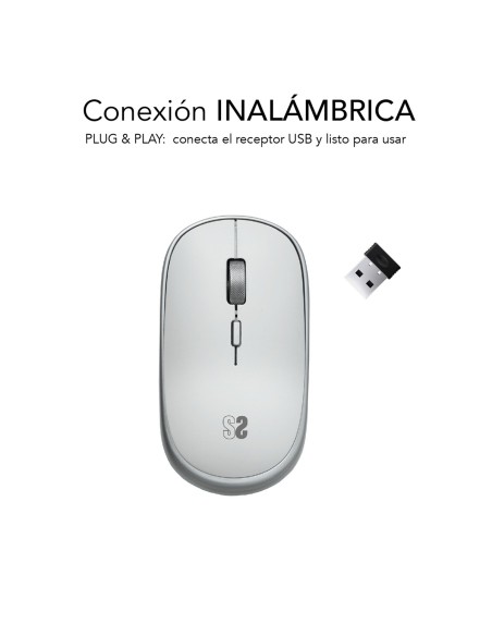 SUBBLIM Ratón Inalámbrico Mini Wireless Mini Mouse Silver