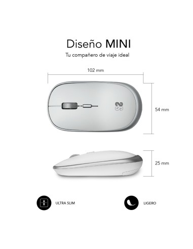 SUBBLIM Ratón Inalámbrico Mini Wireless Mini Mouse Silver