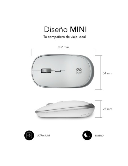 SUBBLIM Ratón Inalámbrico Mini Wireless Mini Mouse Silver