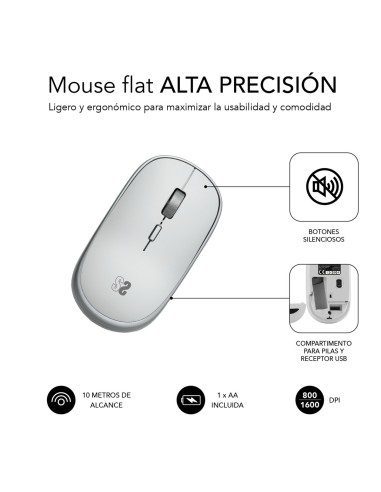 SUBBLIM Ratón Inalámbrico Mini Wireless Mini Mouse Silver