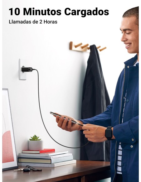Ugreen 10191 cargador de dispositivo móvil Universal Negro Corriente alterna Carga rápida Interior