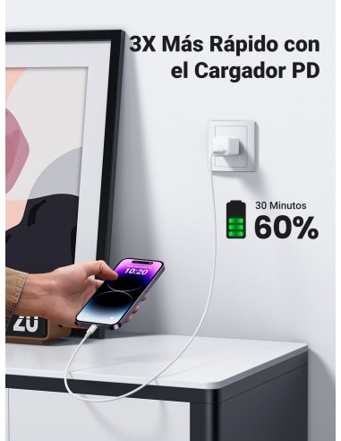 Ugreen 10493 cable de conector Lightning 1 m Blanco