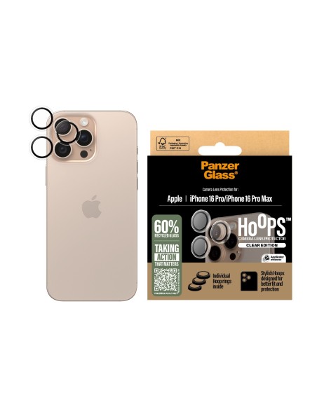 PanzerGlass ® Hoops® Camera Lens Protector Transparent iPhone 16 Pro | 16 Pro Max Protector de pantalla Apple 1 pieza(s)