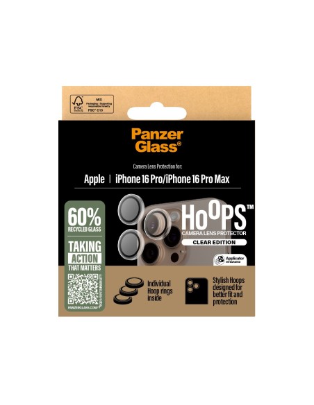 PanzerGlass ® Hoops® Camera Lens Protector Transparent iPhone 16 Pro | 16 Pro Max Protector de pantalla Apple 1 pieza(s)