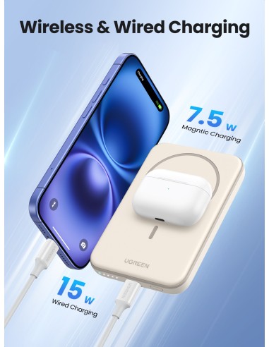 Ugreen 25207 batería externa 5000 mAh Cargador inalámbrico Negro