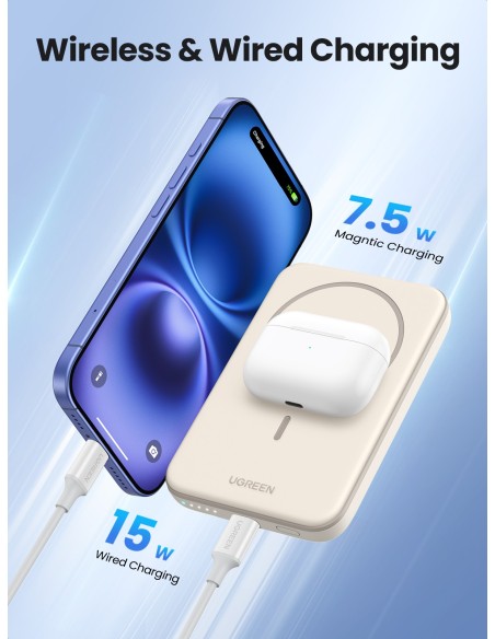 Ugreen 25207 batería externa 5000 mAh Cargador inalámbrico Negro