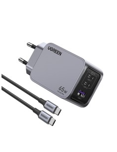 Ugreen 25871 cargador de dispositivo móvil Universal Gris Corriente alterna Carga rápida Interior