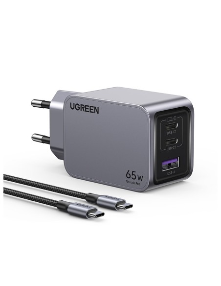 Ugreen 25871 cargador de dispositivo móvil Universal Gris Corriente alterna Carga rápida Interior