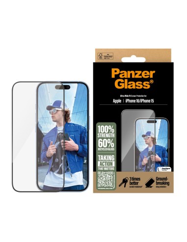 PanzerGlass ® Screen Protector iPhone 16 | 15 | Ultra-Wide Fit Protector de pantalla Apple 1 pieza(s)