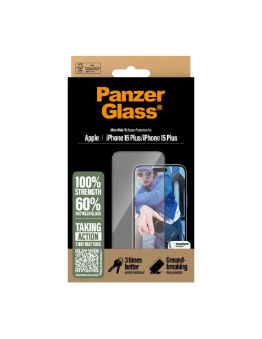 PanzerGlass ® Screen Protector iPhone 16 Plus | 15 Plus | Ultra-Wide Fit Protector de pantalla Apple 1 pieza(s)