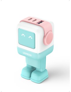 Ugreen Uno RG 65W 3-Port GaN Fast Charger pink blue Ordenador portátil, Teléfono móvil, Portátil, Tableta, Teléfono Azul
