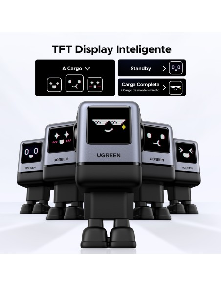 Ugreen 45515B cargador de dispositivo móvil Ordenador portátil, Teléfono móvil, Portátil, Batería portátil, Teléfono Gris