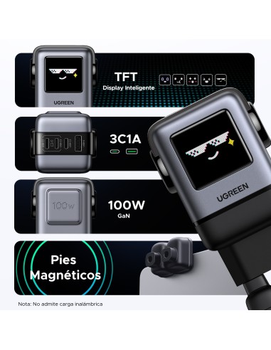 Ugreen 45515B cargador de dispositivo móvil Ordenador portátil, Teléfono móvil, Portátil, Batería portátil, Teléfono Gris