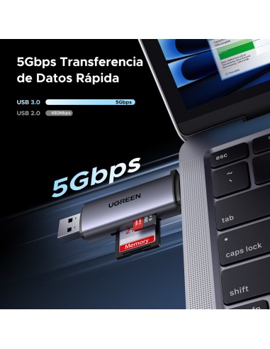 Ugreen 50706 lector de tarjeta USB Micro-USB Plata