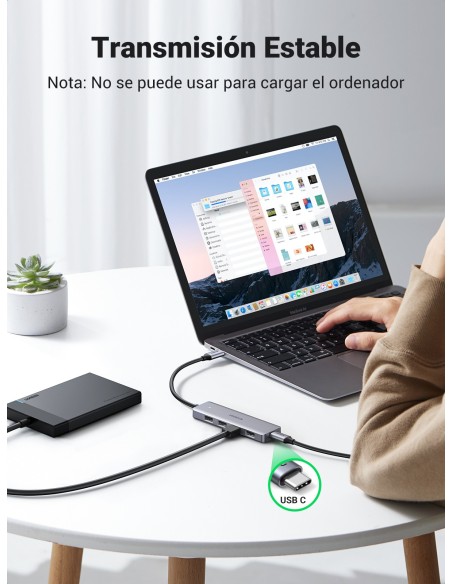 Ugreen 70336 hub de interfaz USB 3.2 Gen 1 (3.1 Gen 1) Type-C 5000 Mbit s