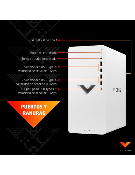 Victus by HP 15L TG02-0177ns AMD Ryzen™ 5 5600G 16 GB DDR4-SDRAM 512 GB SSD NVIDIA GeForce RTX 3050 FreeDOS Torre PC Negro