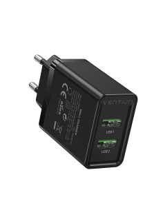 Vention Cargador de Pared FBAB0-EU  2xUSB  18W  Negro