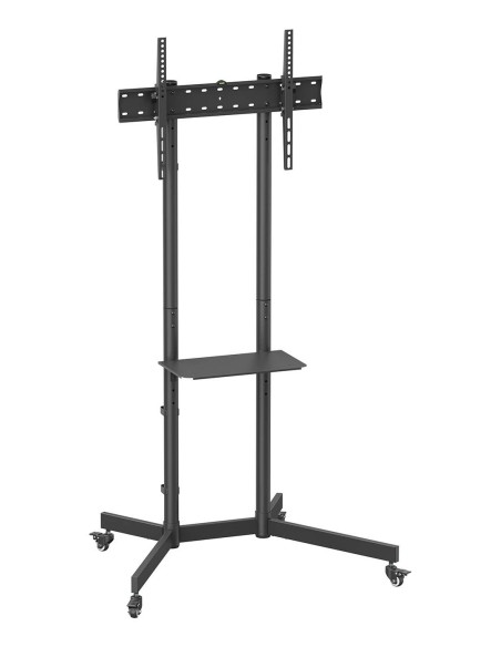 AISENS Soporte De Suelo Eco Con Rueda, Bandeja Para DVD Para Monitor TV 45kg De 37-70, Negro