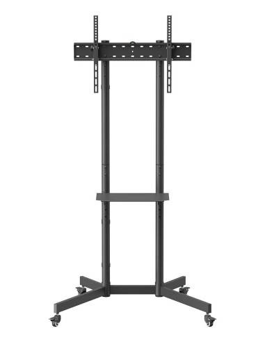 AISENS Soporte De Suelo Eco Con Rueda, Bandeja Para DVD Para Monitor TV 45kg De 37-70, Negro
