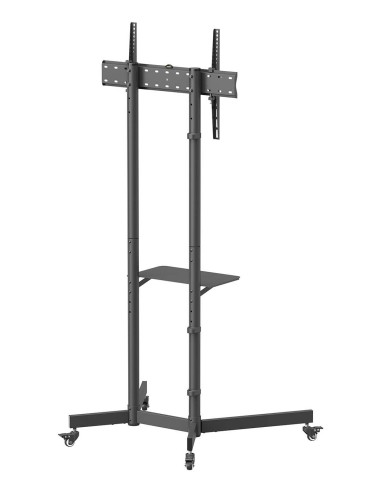 AISENS Soporte De Suelo Eco Con Rueda, Bandeja Para DVD Para Monitor TV 45kg De 37-70, Negro
