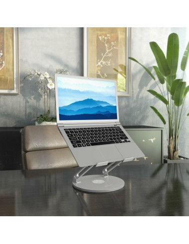 AISENS Soporte de Sobremesa XL Giratorio Ajustable para Portátil   Tablet 10-17, Plata