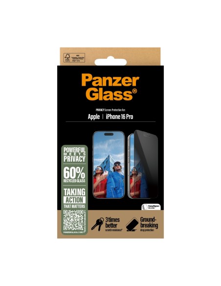 PanzerGlass ® Privacy Screen Protector iPhone 16 Pro | Ultra-Wide Fit w. EasyAligner Protector de pantalla Apple 1 pieza(s)