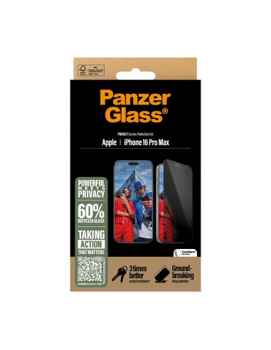 PanzerGlass ® Privacy Screen Protector iPhone 16 Pro Max | Ultra-Wide Fit w. EasyAligner Protector de pantalla Apple 1 pieza(s)
