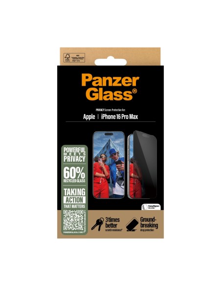 PanzerGlass ® Privacy Screen Protector iPhone 16 Pro Max | Ultra-Wide Fit w. EasyAligner Protector de pantalla Apple 1 pieza(s)