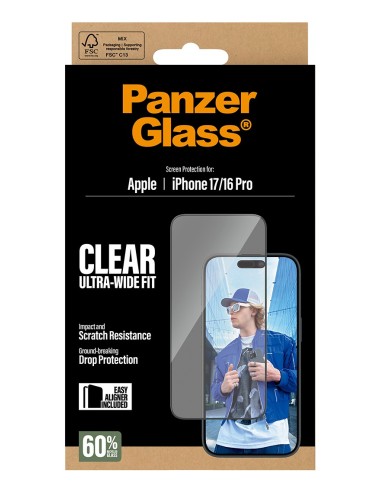 PanzerGlass ® Screen Protector iPhone 17 | iPhone 16 Pro | Ultra-Wide Fit w. EasyAligner Protector de pantalla Apple 1 pieza(s)