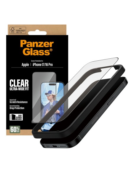 PanzerGlass ® Screen Protector iPhone 17 | iPhone 16 Pro | Ultra-Wide Fit w. EasyAligner Protector de pantalla Apple 1 pieza(s)