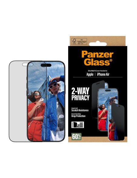 PanzerGlass ® 2-Way Privacy Screen Protector iPhone Air | Ultra-Wide Fit w. EasyAligner Protector de pantalla Apple 1 pieza(s)