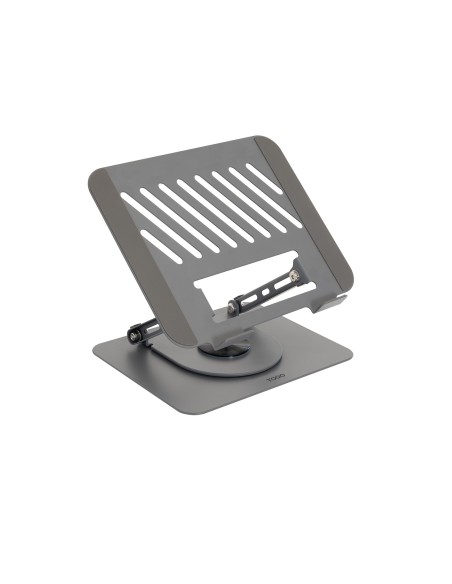 TooQ Soporte Elevador con rotación 360° y ajustable, para dispositivos de 11”-17”, Color Gris Oscuro